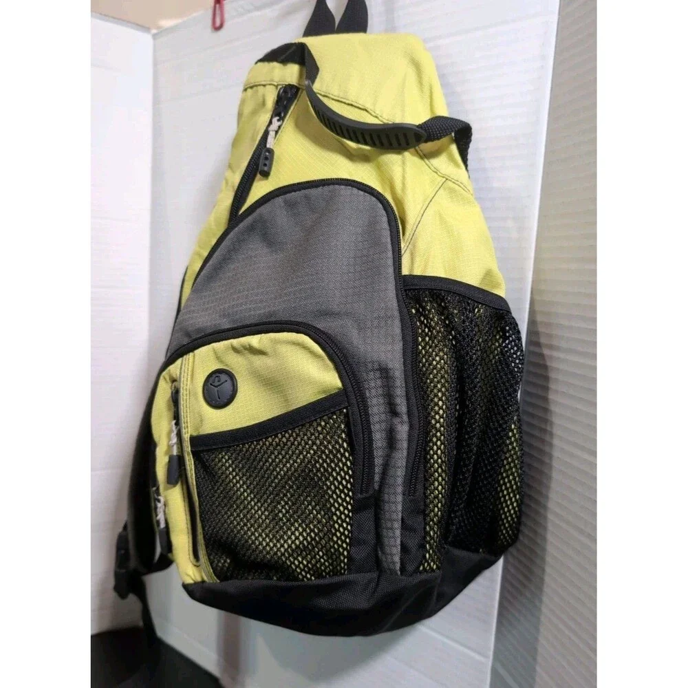 LL BEAN SLING BAG BACKPACK YELLOW/BLACK NYLON OVER THE SHOULDER BACK TO SCHOOL